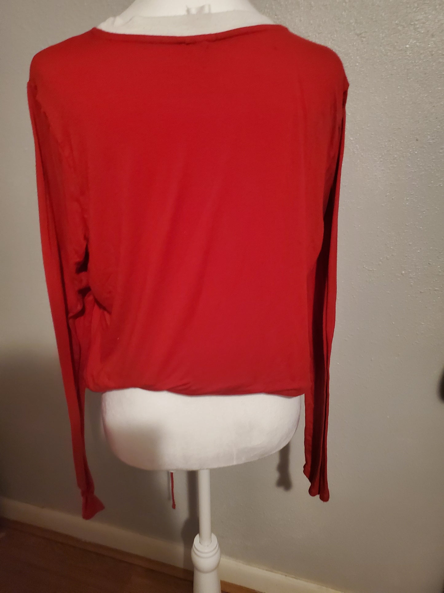 Red Love Tie String Sweater 4D