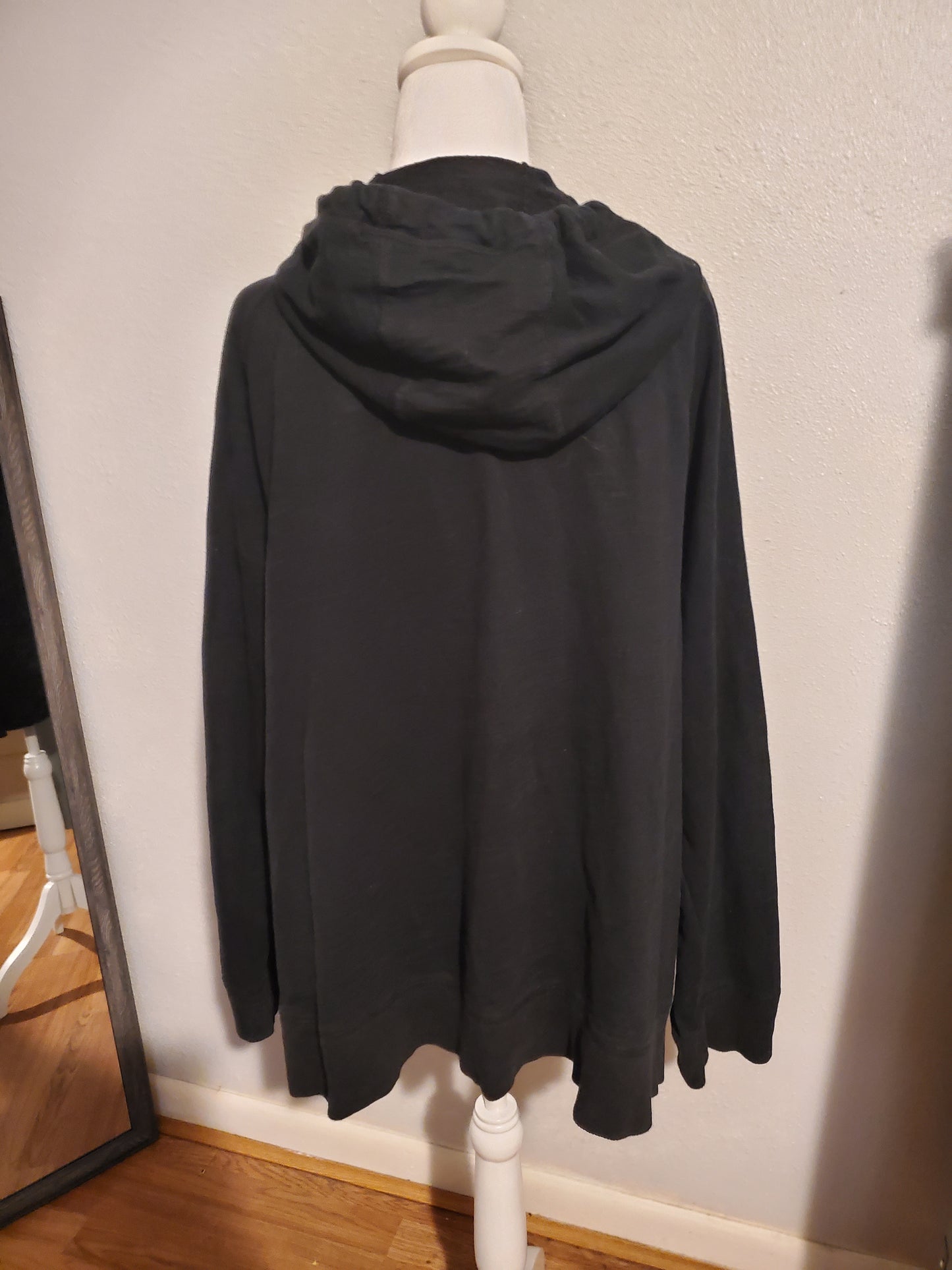 Black Oversized Hooded Zip-Up Sweatshirt