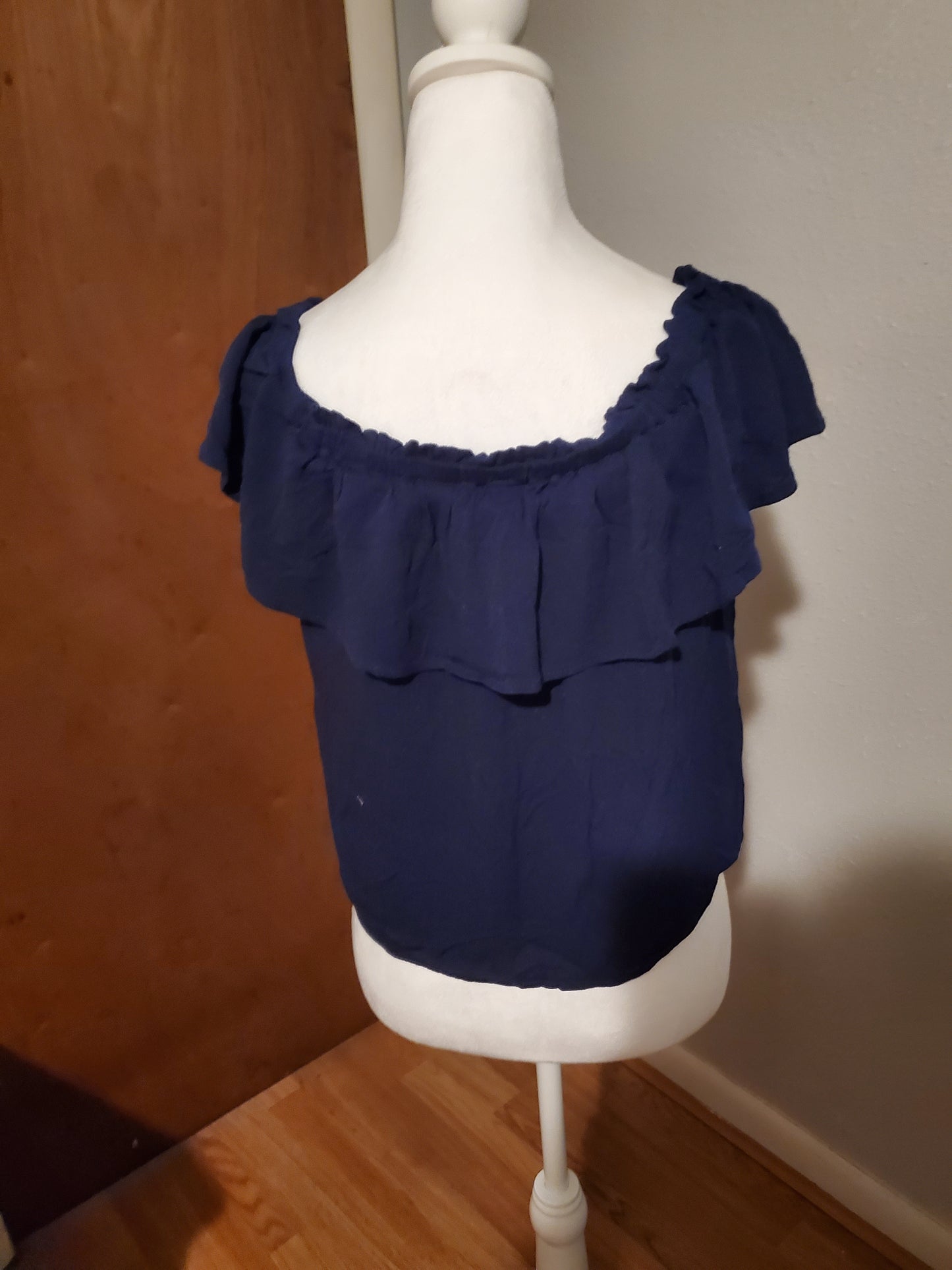 Blue Ruffled Crop Blouse 13B