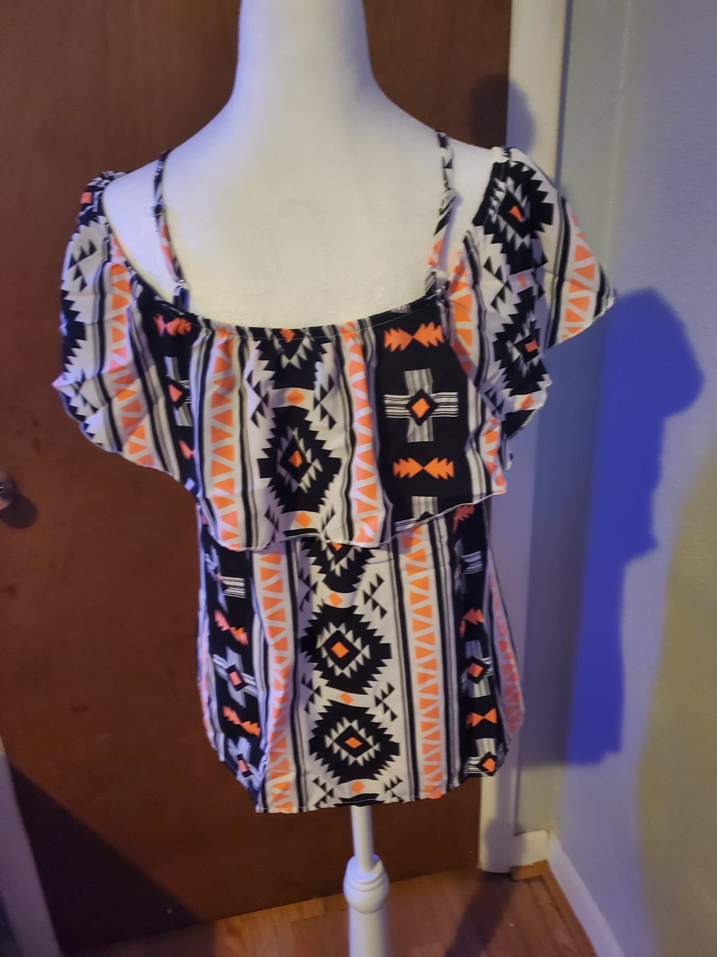 Bright Orange w/black Blouse 18B