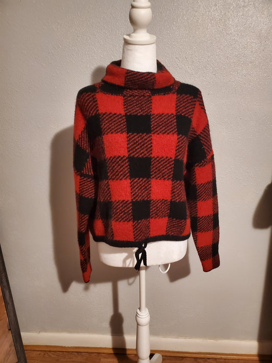 Red/Black Checkered Crop Sweater 5D