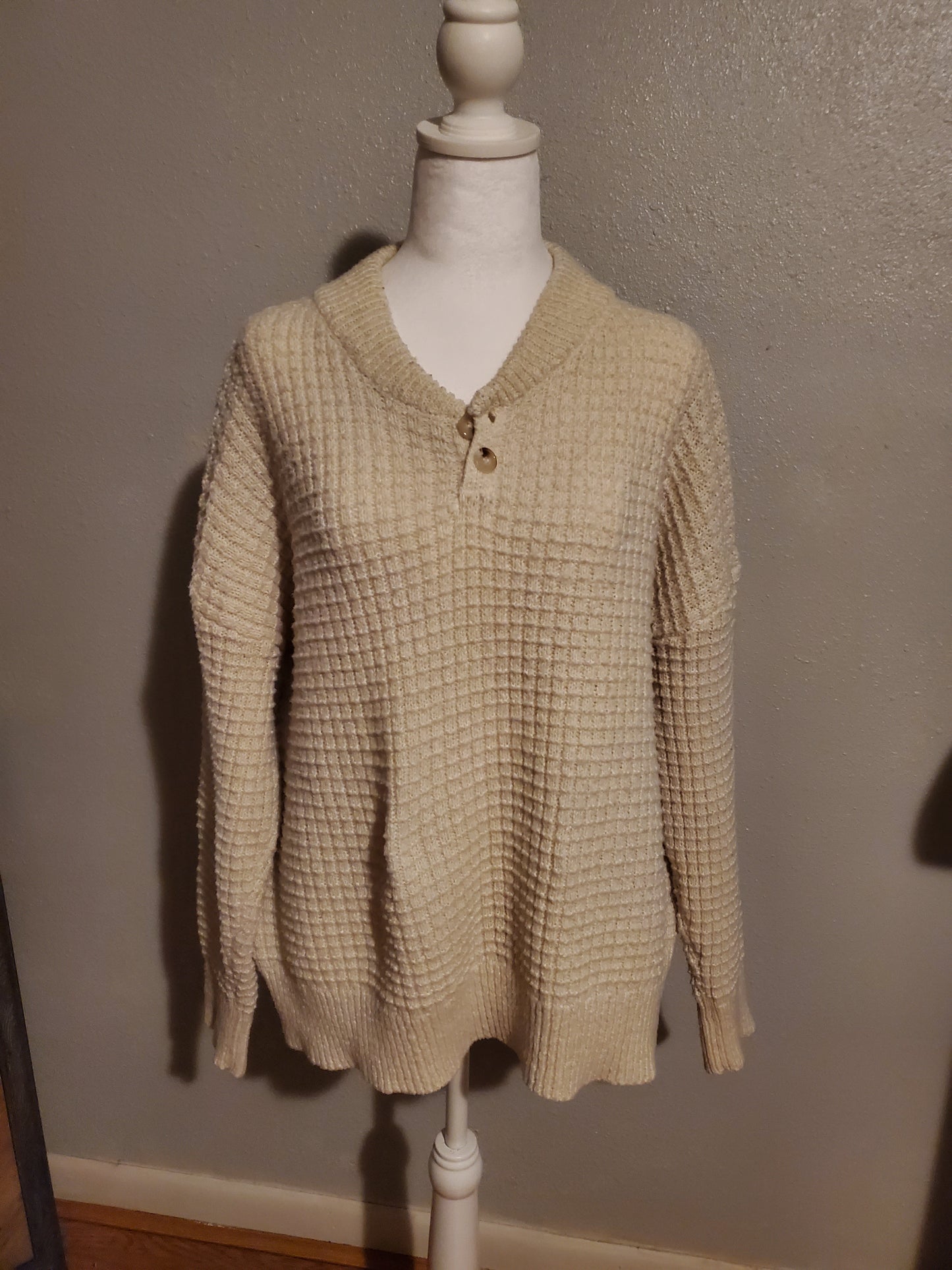 Beige Waffle Sweater 6D