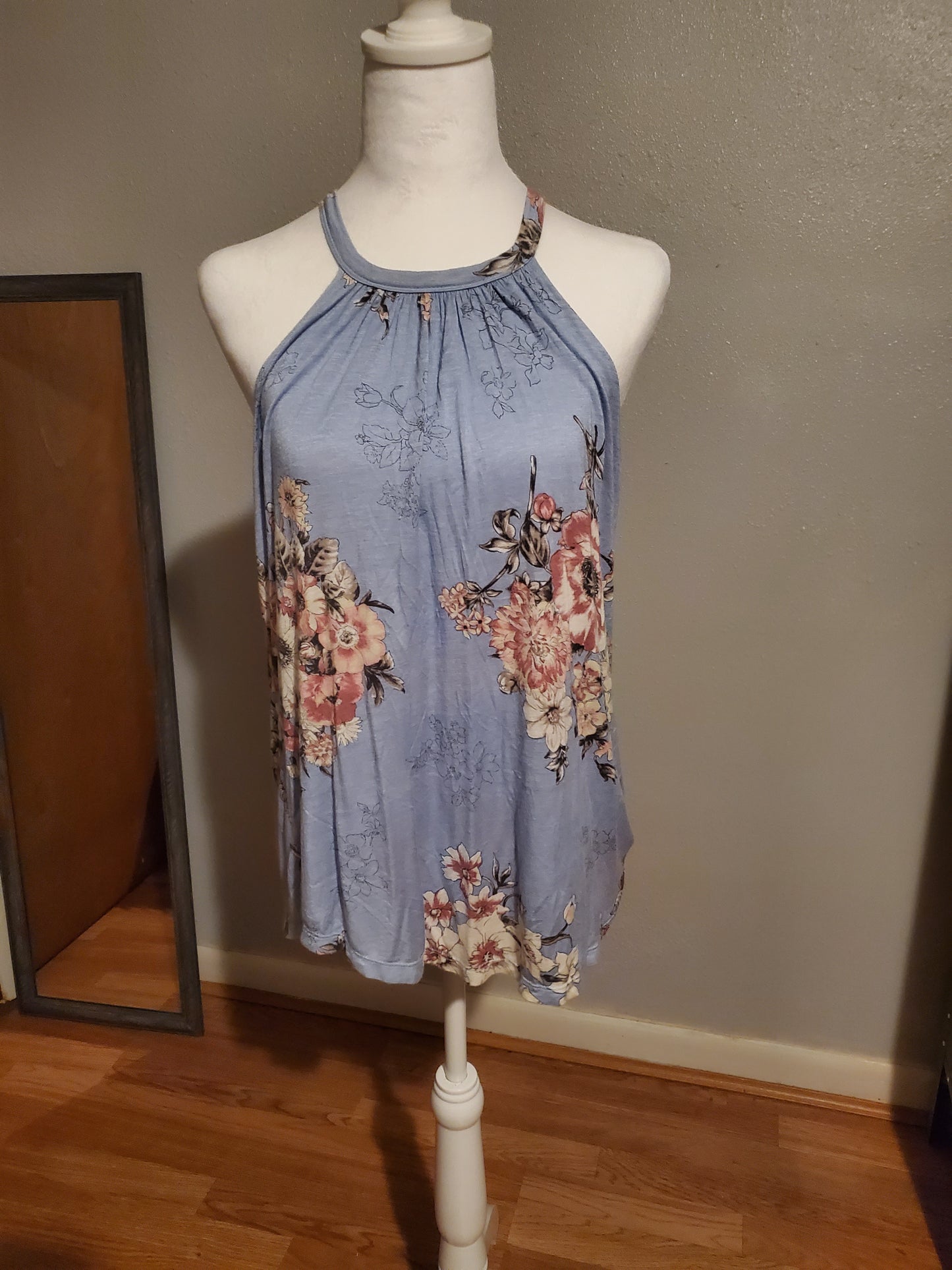 Blue Flowered Tank 9A