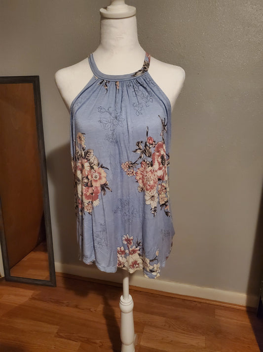 Blue Flowered Tank 9A