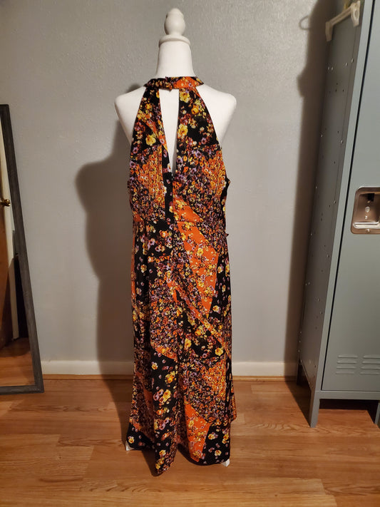 Orange/Black Floor Length Dress 5G