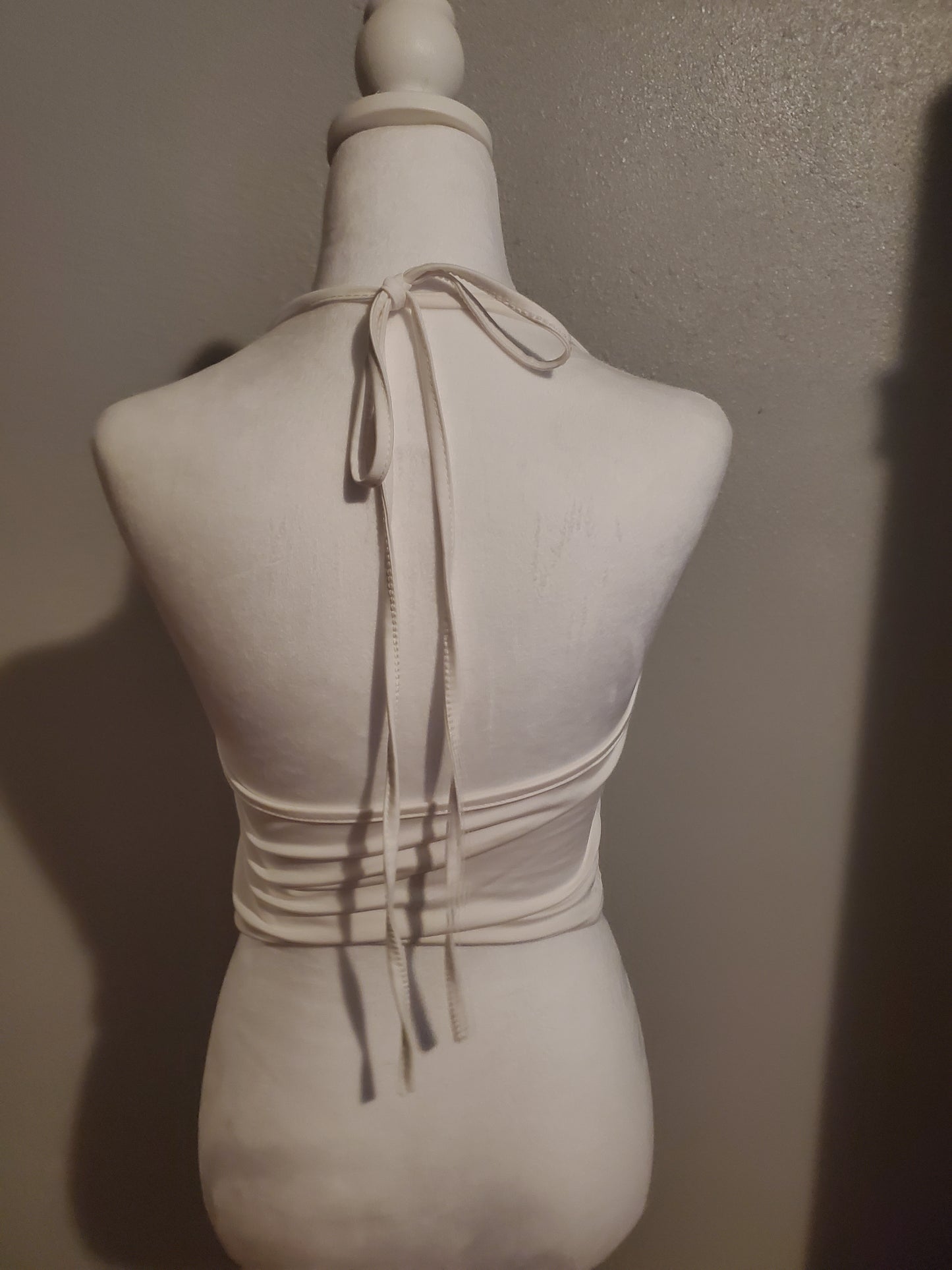 White Silk Halter Top 7J