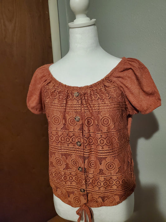 Rust Crop Blouse 14B