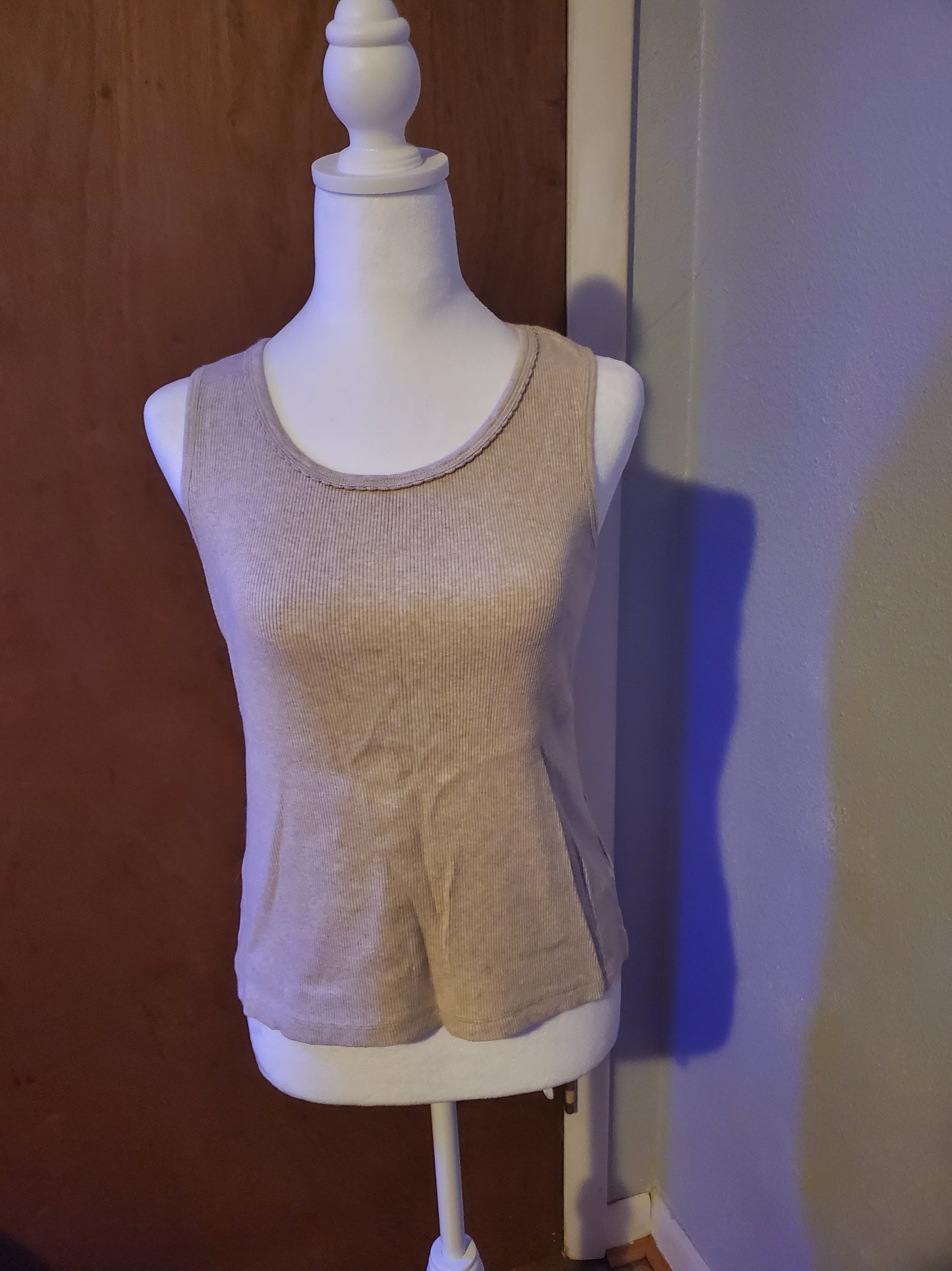 Beige Ribbed Tank Top 41A