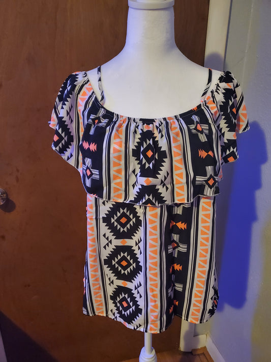 Bright Orange w/black Blouse 18B