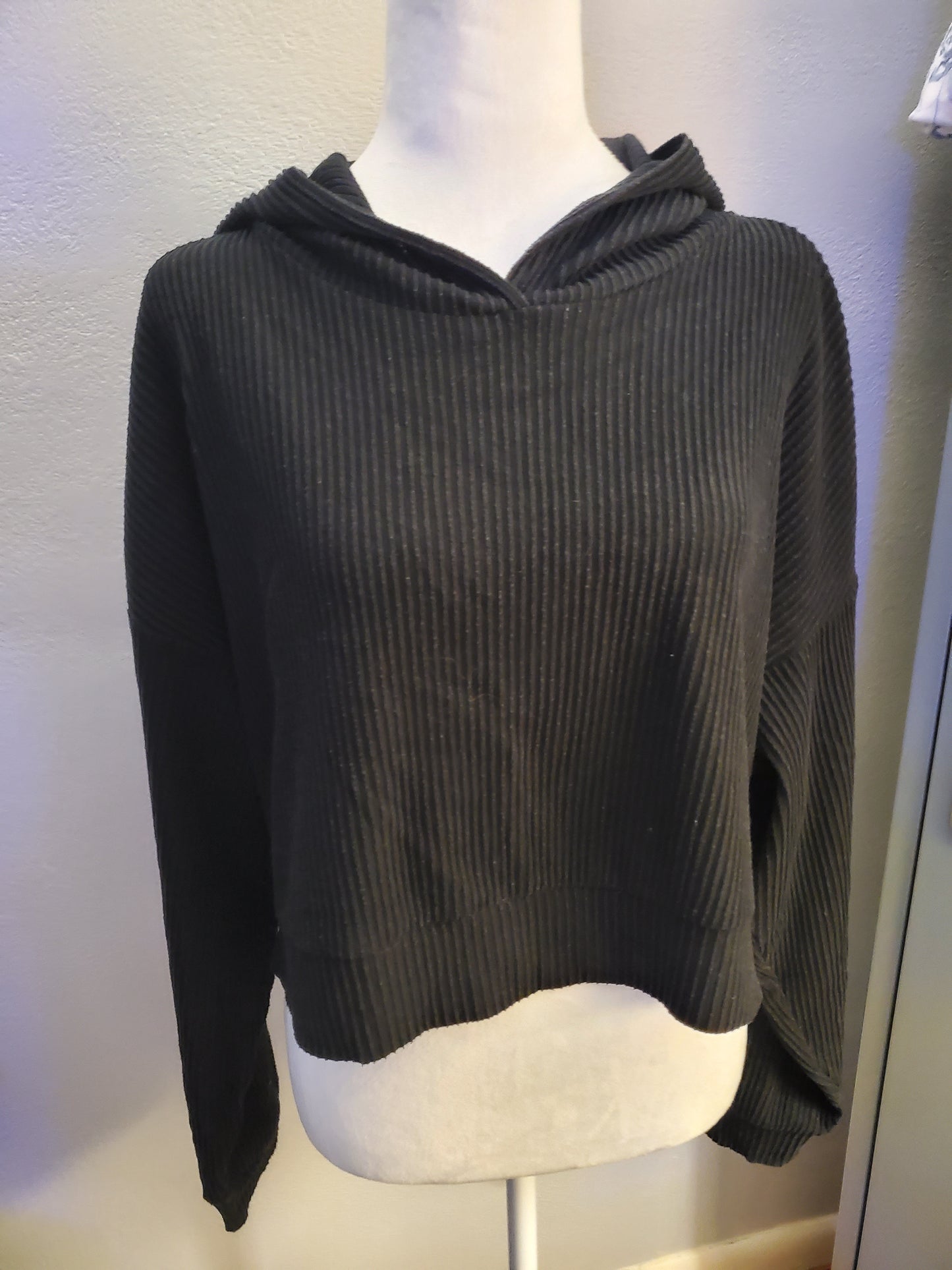 Cropped Black Hooded Sweatshirt 1F