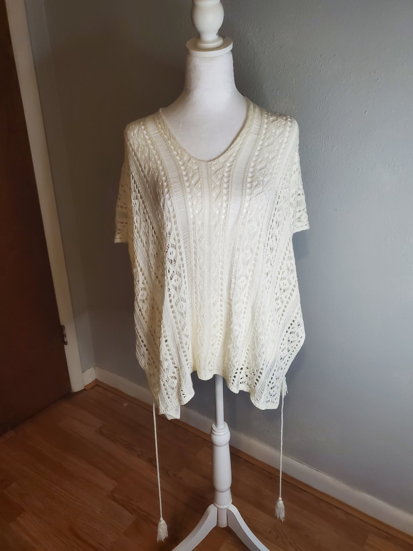 White Sweater Bathing Suit Cover Up- Size Large