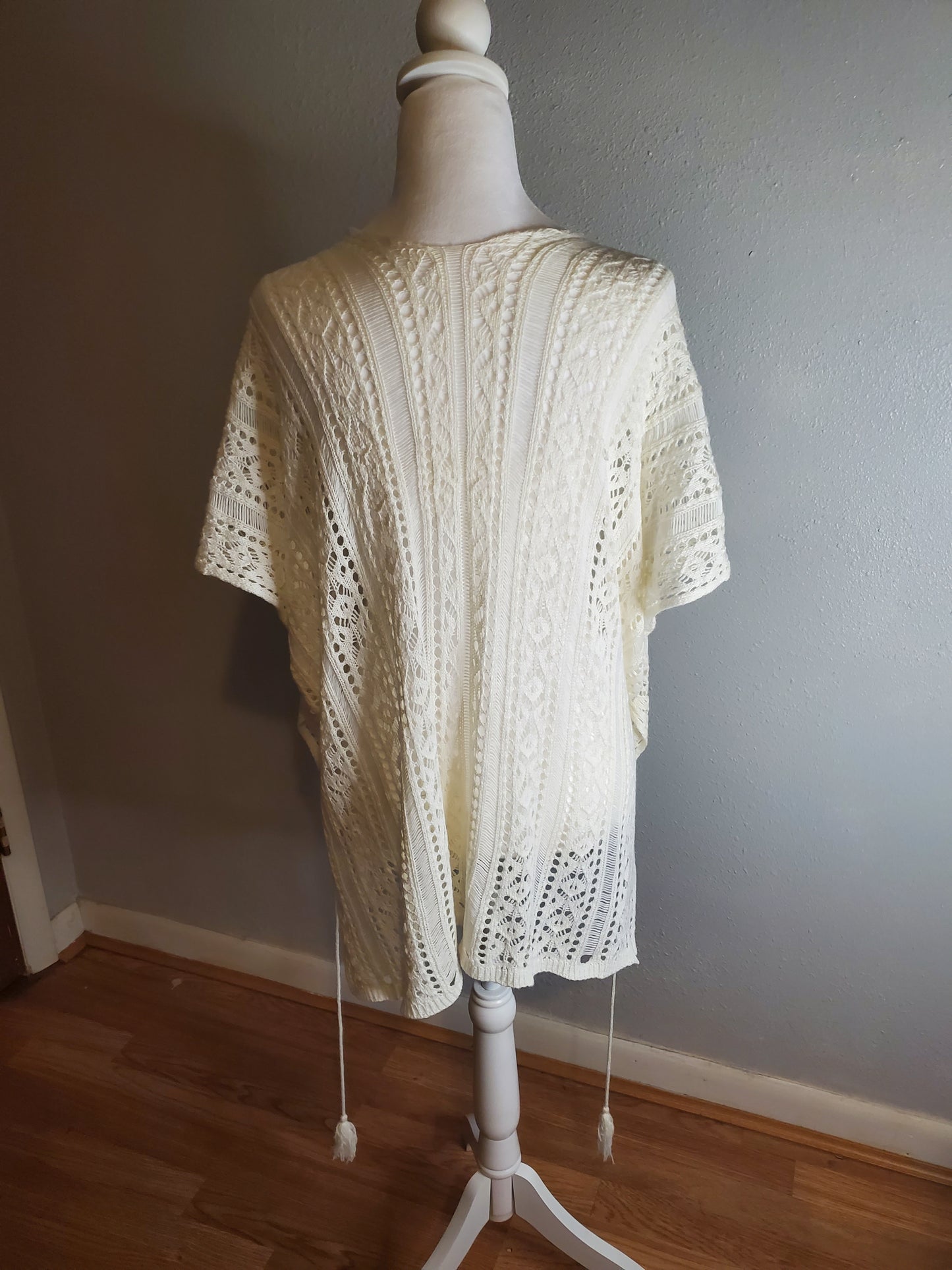 White Sweater Bathing Suit Cover Up- Size Large