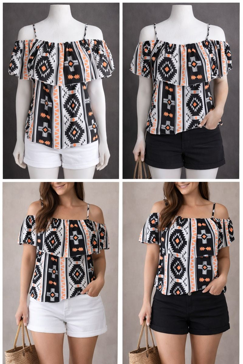 Bright Orange w/black Blouse 18B