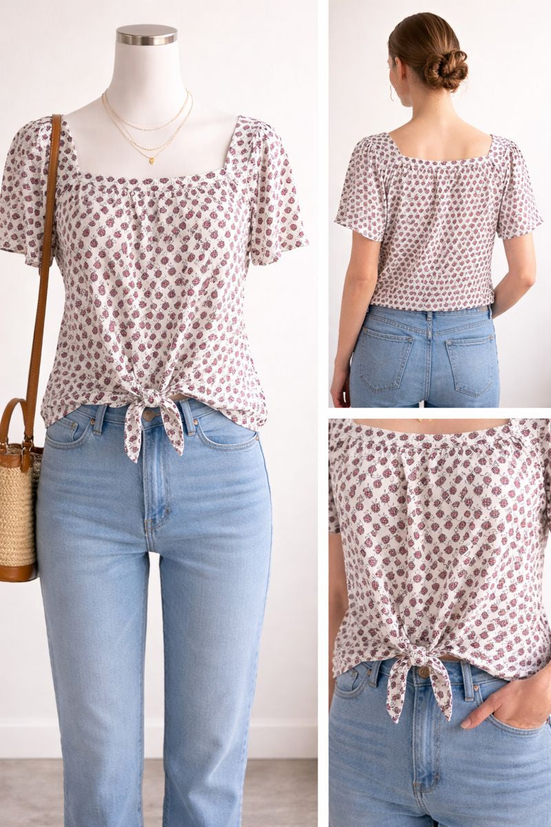 Beige Flowered Shirt 38A